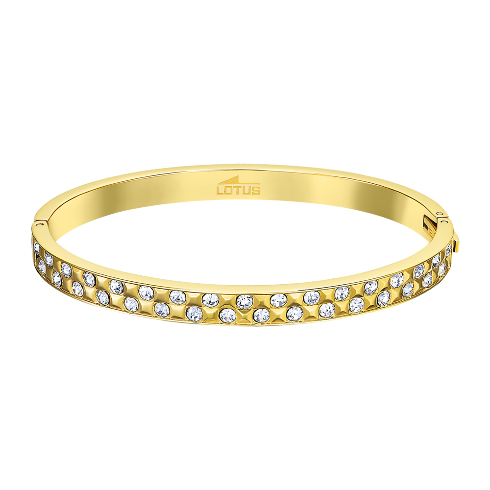 Le Bracelet Rigide Femme, Lotus Style, Bliss, Acier PVD jaune et cristaux, LS2273-2/2