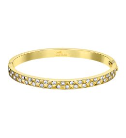 Le Bracelet Rigide Femme, Lotus Style, Bliss, Acier PVD jaune et cristaux, LS2273-2/2