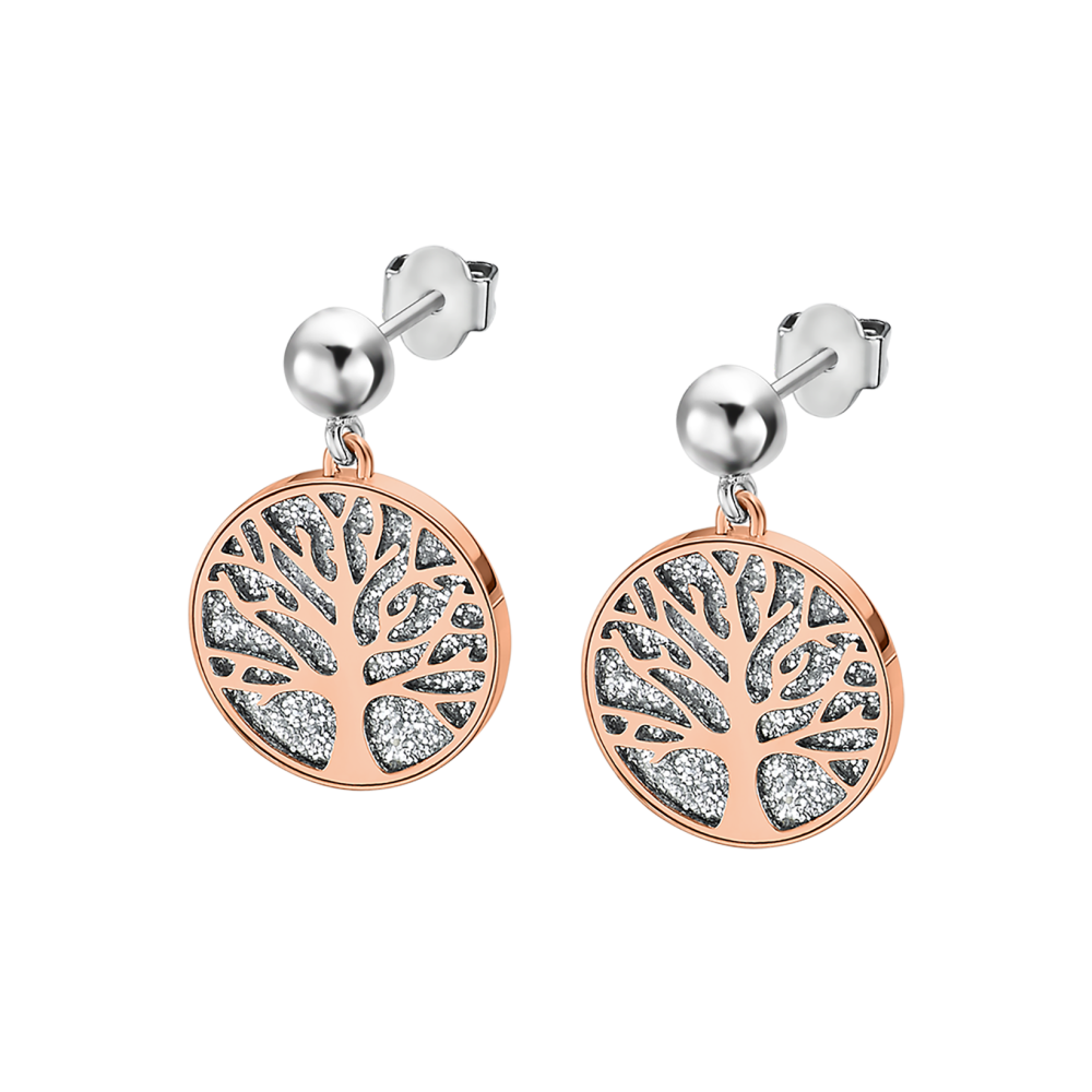Les Boucles d'oreilles femme, Motif Arbre de vie, Lotus Style, Acier Bicolore, LS2225-4/2