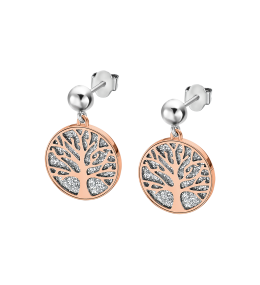 Les Boucles d'oreilles femme, Motif Arbre de vie, Lotus Style, Acier Bicolore, LS2225-4/2