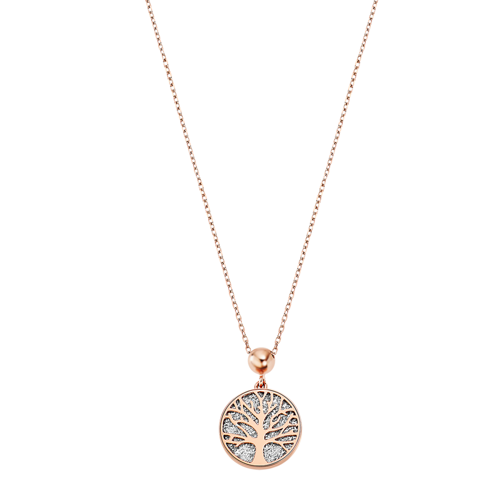 Le Collier femme, Motif Arbre de vie, Lotus Style, Acier PVD rose, LS2225-1/2