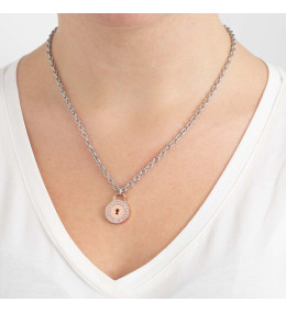 Le Collier femme, Motif Serrure, Lotus Style, Acier bicolore, LS2189-1/3