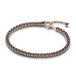 Le Bracelet Pandora, Tennis noir scintillant, en doré or rose 585/1000, 581469C02
