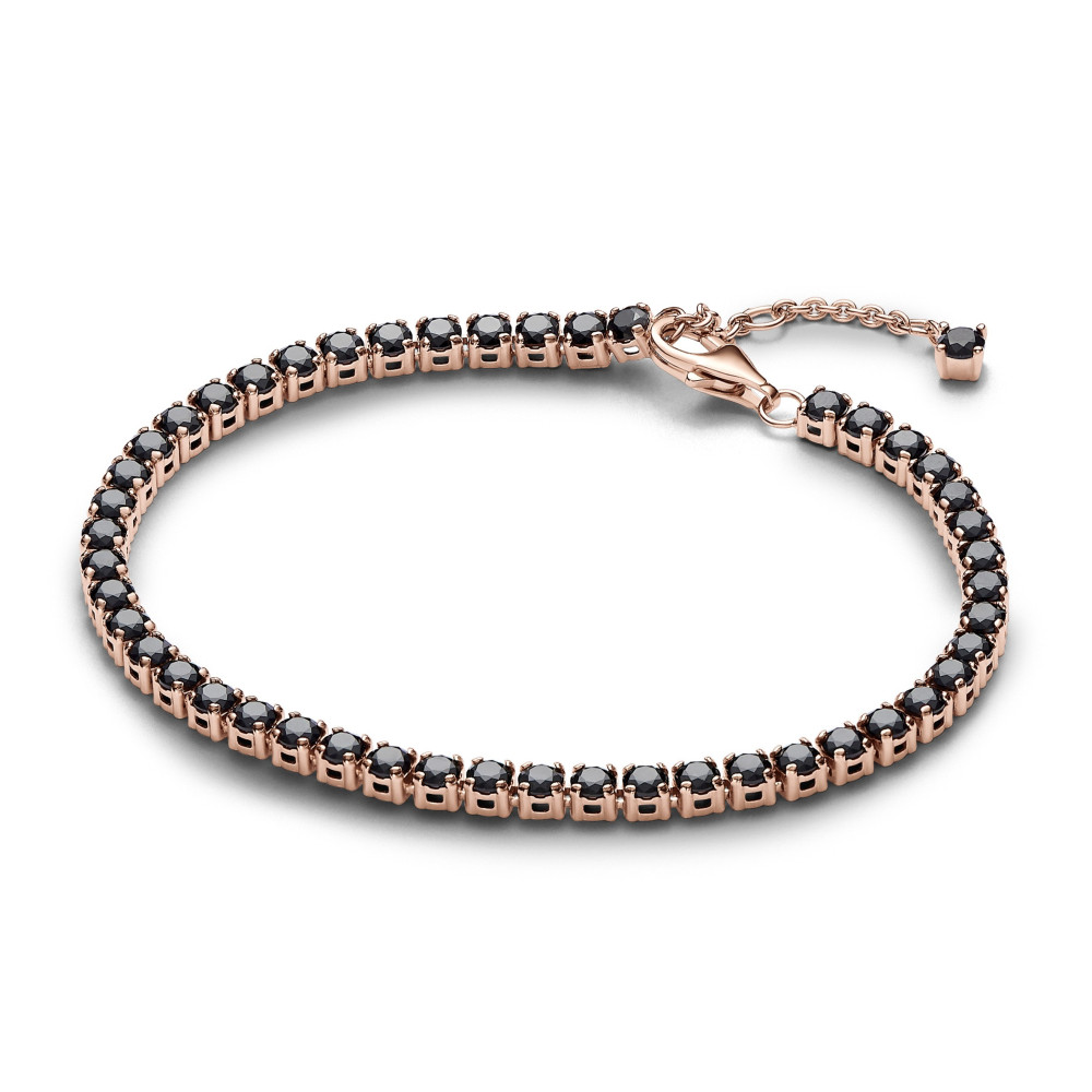 Le Bracelet Pandora, Tennis noir scintillant, en doré or rose 585/1000, 581469C02