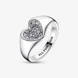 La Bague Pandora, Signet Pavé Cœur Rayonnant, en argent 925/1000, 192491C01.