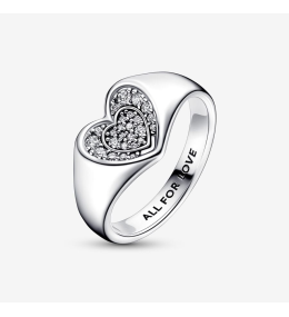 La Bague Pandora, Signet Pavé Cœur Rayonnant, en argent 925/1000, 192491C01.