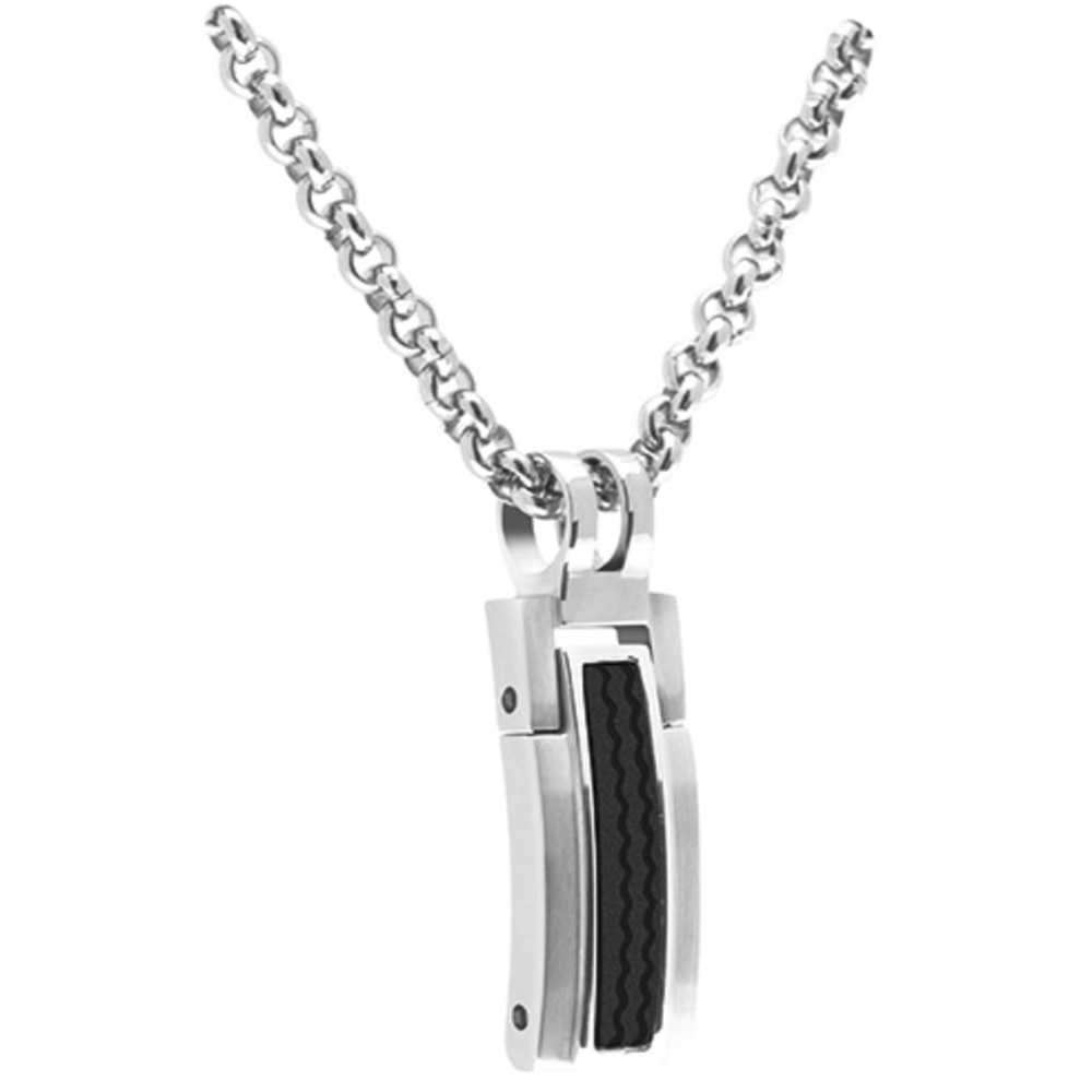 Collier avec Pendentif Acier/Silicone VERSUS et Chaîne 50cm diamètre 3mm, Rochet P461081