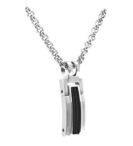 Collier avec Pendentif Acier/Silicone VERSUS et Chaîne 50cm diamètre 3mm, Rochet P461081