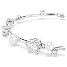 Le Bracelet Swarovski Constella Tennis, Crystal Pearl, Tailles rondes, Blanc, Métal rhodié, 5707511