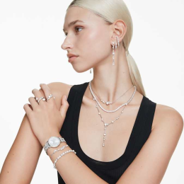 Le Collier Swarovski Constella, Crystal Pearl, Tailles rondes, Blanc, Métal rhodié, 5705626