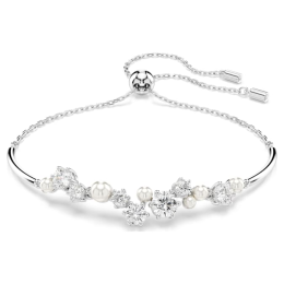 Le Bracelet-jonc Swarovski Constella, Crystal Pearl, Tailles rondes, Blanc, Métal rhodié, 5705618