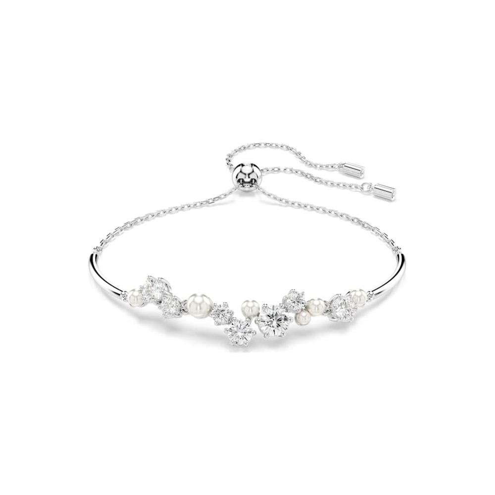 Le Bracelet-jonc Swarovski Constella, Crystal Pearl, Tailles rondes, Blanc, Métal rhodié, 5705618