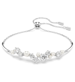 Le Bracelet-jonc Swarovski Constella, Crystal Pearl, Tailles rondes, Blanc, Métal rhodié, 5705618