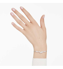 Le Bracelet-jonc Swarovski Constella, Crystal Pearl, Tailles rondes, Blanc, Métal rhodié, 5705618