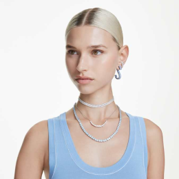 Le Collier pendentif Swarovski, Matrix, Dégradé de tailles rondes, Blanc, Métal rhodié, 5705396