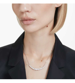 Le Collier pendentif Swarovski, Matrix, Dégradé de tailles rondes, Blanc, Métal rhodié, 5705396