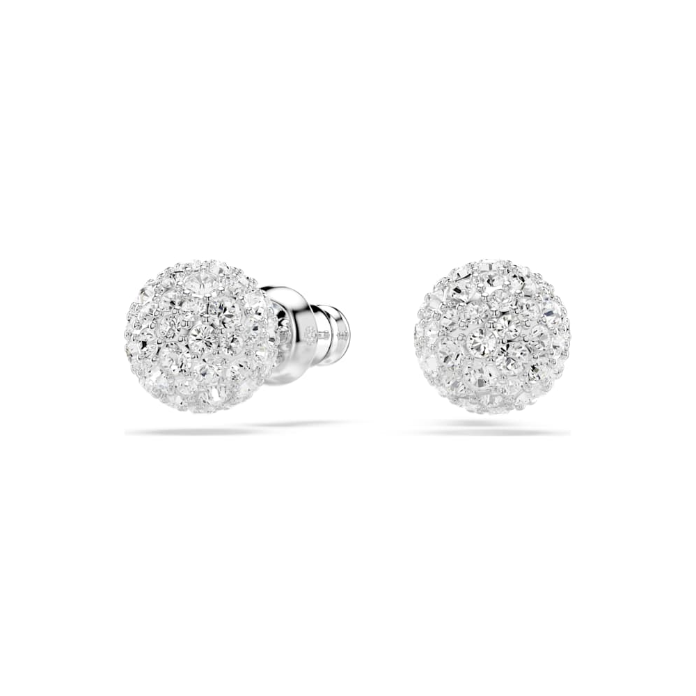 Les Boucles d'oreilles Swarovski, Dextera, Taille ronde, Blanches, Métal rhodié, 5700290