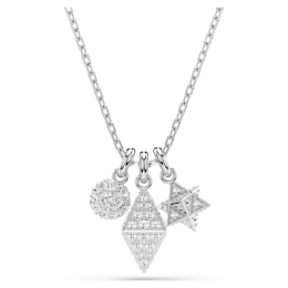 Le Collier pendentif Swarovski, Dextera, Taille ronde, Sphère et cube, Blanc, Métal rhodié, 5700288