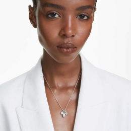 Le Collier pendentif Swarovski, Dextera, Taille ronde, Sphère et cube, Blanc, Métal rhodié, 5700288