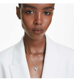 Le Collier pendentif Swarovski, Dextera, Taille ronde, Sphère et cube, Blanc, Métal rhodié, 5700288