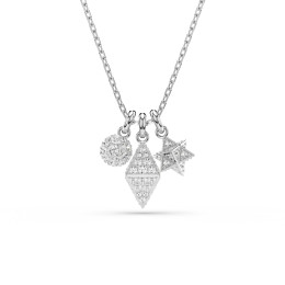 Le Collier pendentif Swarovski, Dextera, Taille ronde, Sphère et cube, Blanc, Métal rhodié, 5700288