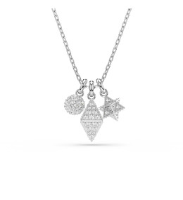 Le Collier pendentif Swarovski, Dextera, Taille ronde, Sphère et cube, Blanc, Métal rhodié, 5700288