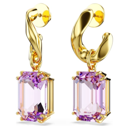 Les Boucles d'oreilles Swarovski, Millenia, Taille octogonale, Violets, Placage de ton or, 5694784