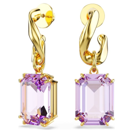 Les Boucles d'oreilles Swarovski, Millenia, Taille octogonale, Violets, Placage de ton or, 5694784