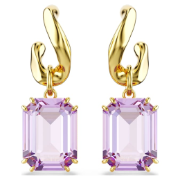 Les Boucles d'oreilles Swarovski, Millenia, Taille octogonale, Violets, Placage de ton or, 5694784