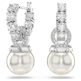 Les Boucles d'oreilles Swarovski, Matrix, Perle de cristal, Taille ronde, Blanches, Métal rhodié, 5691716