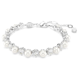 Le Bracelet Swarovski, Matrix Tennis, Perle de cristal, Taille ronde, Blanc, Métal rhodié, 5689625