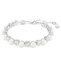 Le Bracelet Swarovski, Matrix Tennis, Perle de cristal, Taille ronde, Blanc, Métal rhodié, 5689625
