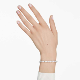 Le Bracelet Swarovski, Matrix Tennis, Perle de cristal, Taille ronde, Blanc, Métal rhodié, 5689625