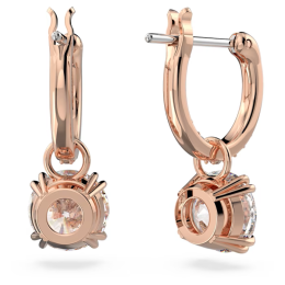Les Boucles d'oreilles pendantes, Swarovski, Constella Coupe ronde, Blanches, Placage de ton or rose, 5639975