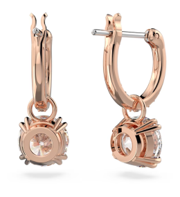 Les Boucles d'oreilles pendantes, Swarovski, Constella Coupe ronde, Blanches, Placage de ton or rose, 5639975