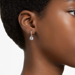 Les Boucles d'oreilles pendantes, Swarovski, Constella Coupe ronde, Blanches, Placage de ton or rose, 5639975