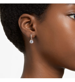 Les Boucles d'oreilles pendantes, Swarovski, Constella Coupe ronde, Blanches, Placage de ton or rose, 5639975