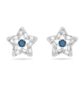 Les Boucles d'oreilles Stella, Swarovski, Tailles variées, Étoile, Bleues, Métal rhodié, 5639188