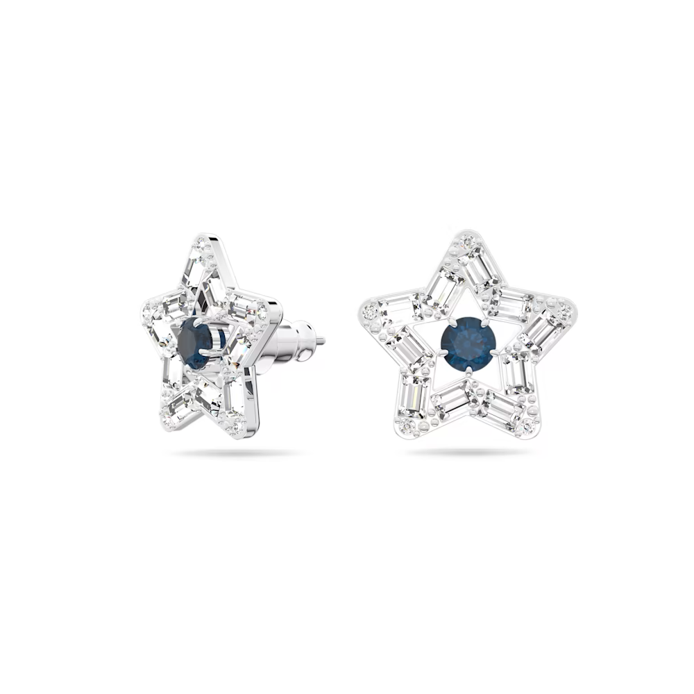 Les Boucles d'oreilles Stella, Swarovski, Tailles variées, Étoile, Bleues, Métal rhodié, 5639188