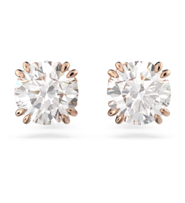 Les Boucles d'oreilles Constella, Swarovski,  Coupe ronde, Blanches, Placage de ton or rosé, 5638801