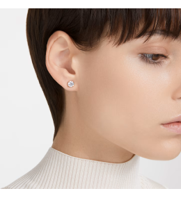 Les Boucles d'oreilles Constella, Swarovski,  Coupe ronde, Blanches, Placage de ton or rosé, 5638801