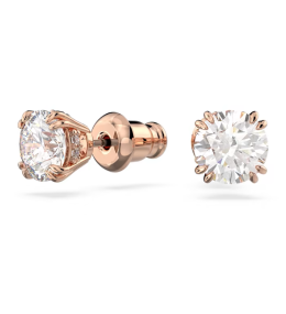 Les Boucles d'oreilles Constella, Swarovski,  Coupe ronde, Blanches, Placage de ton or rosé, 5638801