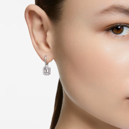 Les Boucles d'oreilles pendantes, Millenia, Swarovski, Taille octogonale, Blanches, Métal rhodié, 5638495