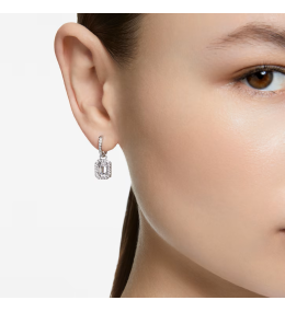 Les Boucles d'oreilles pendantes, Millenia, Swarovski, Taille octogonale, Blanches, Métal rhodié, 5638495