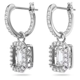 Les Boucles d'oreilles pendantes, Millenia, Swarovski, Taille octogonale, Blanches, Métal rhodié, 5638495