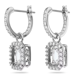 Les Boucles d'oreilles pendantes, Millenia, Swarovski, Taille octogonale, Blanches, Métal rhodié, 5638495
