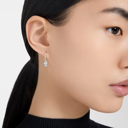 Les Boucles d'oreilles créoles, Millenia, Swarovski, Taille poire, Blanches, Métal rhodié, 5636716