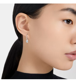 Les Boucles d'oreilles créoles, Millenia, Swarovski, Taille poire, Blanches, Métal rhodié, 5636716