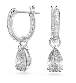 Les Boucles d'oreilles créoles, Millenia, Swarovski, Taille poire, Blanches, Métal rhodié, 5636716