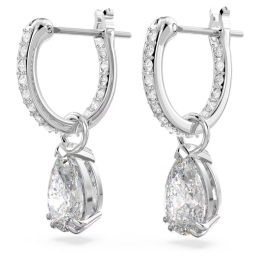 Les Boucles d'oreilles créoles, Millenia, Swarovski, Taille poire, Blanches, Métal rhodié, 5636716
